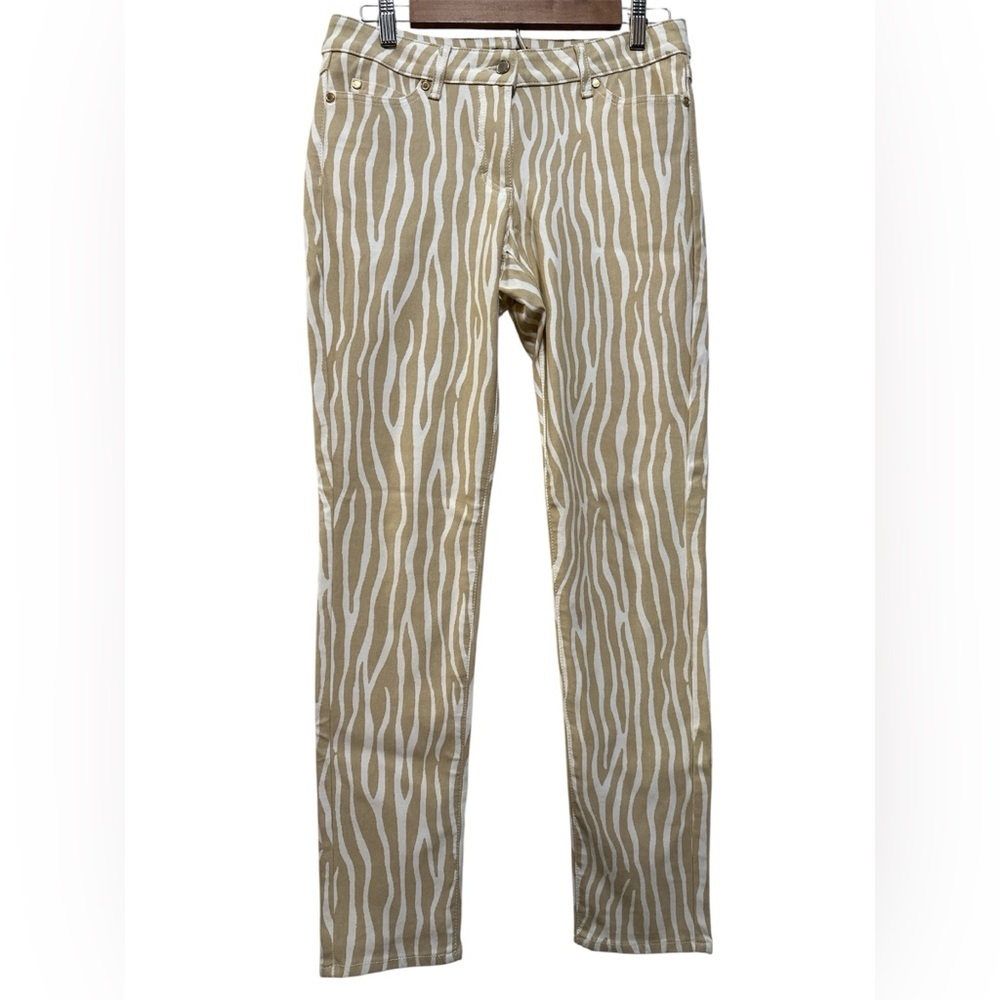 J. McLaughlin Women’s Lexi Jeans Light Khaki & Off-White Zebra Print Size 6 - Picture 3 of 8